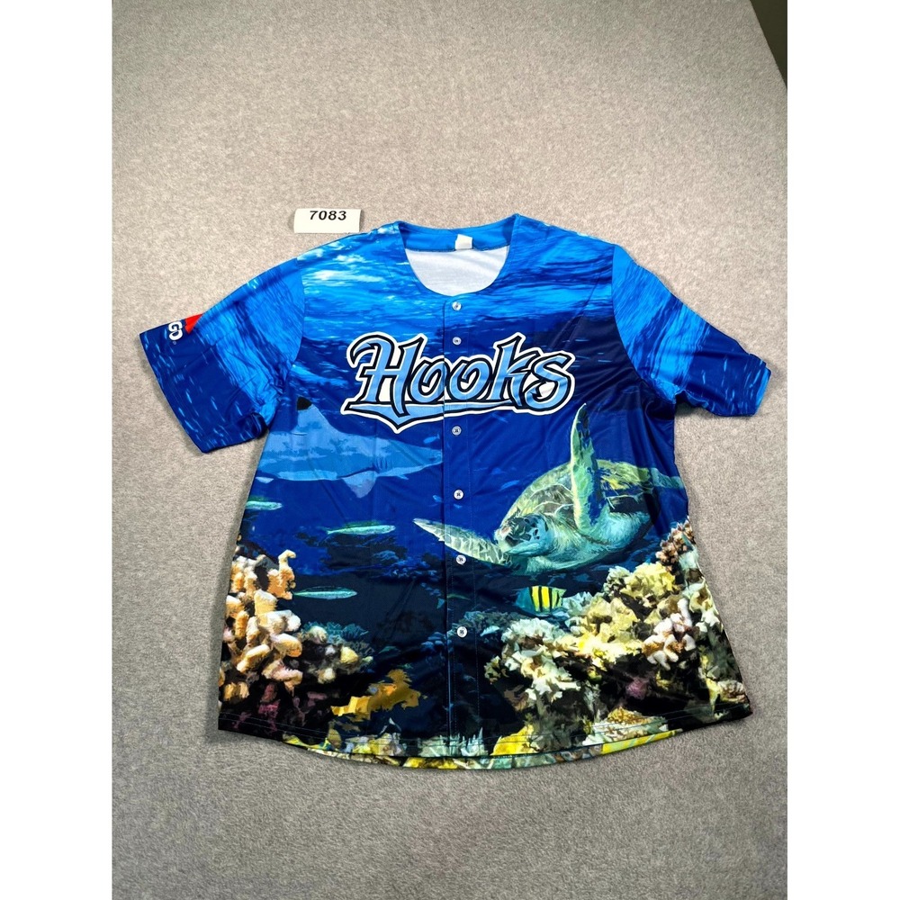 Corpus Christi Hooks Jersey Adult XL Blue Sea Turtle Graphic Success Brands MLB